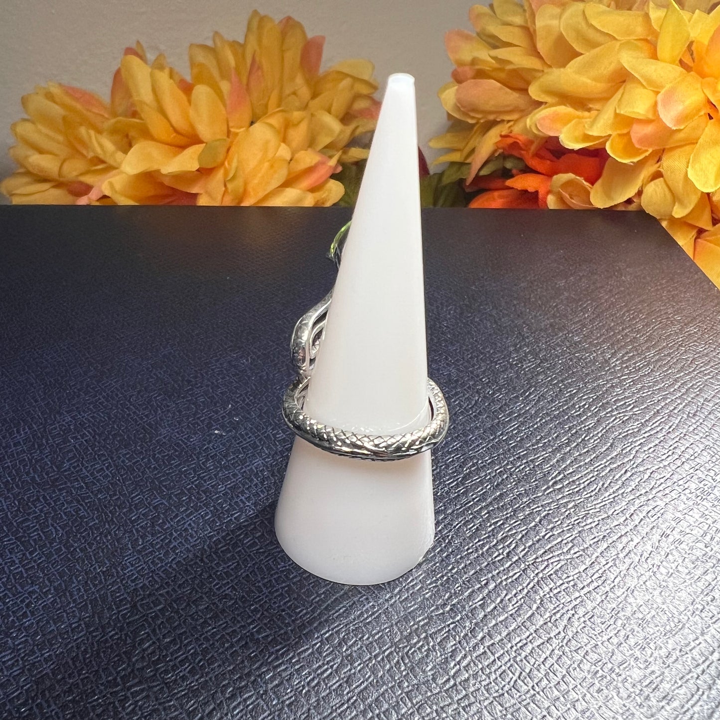 Peridot Snake Adjustable Ring