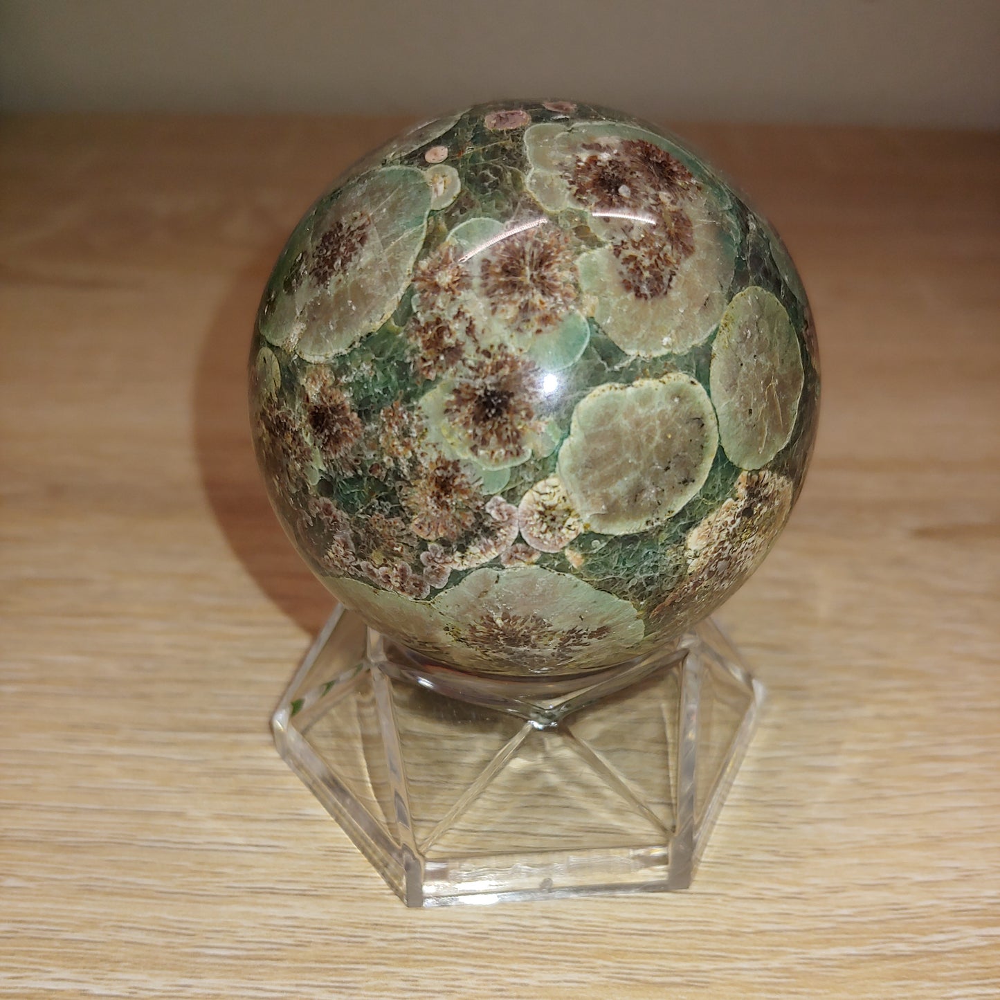 Green Cherry Blossom Agate Sphere 33C