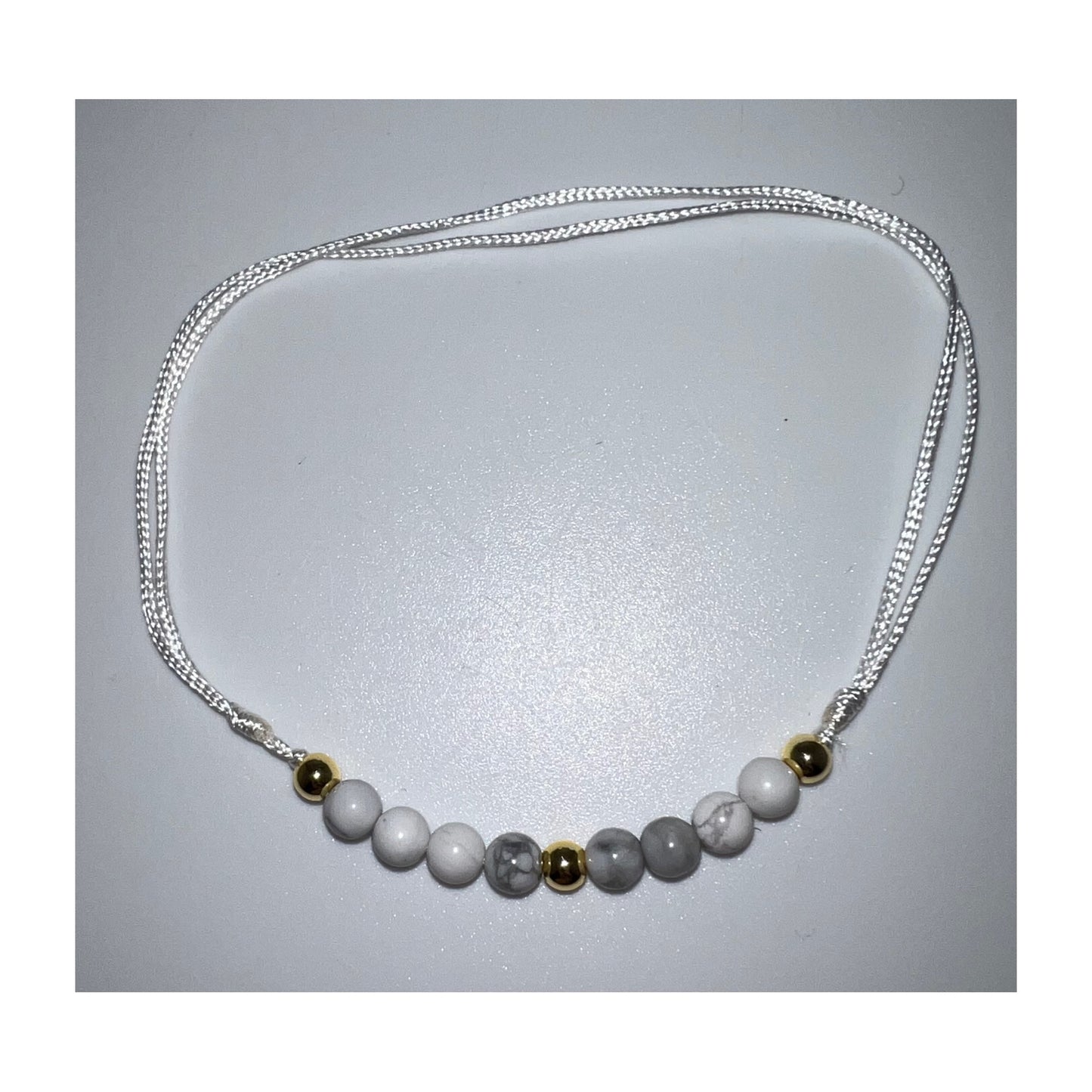 Howlite 4mm Adjustable Anklet