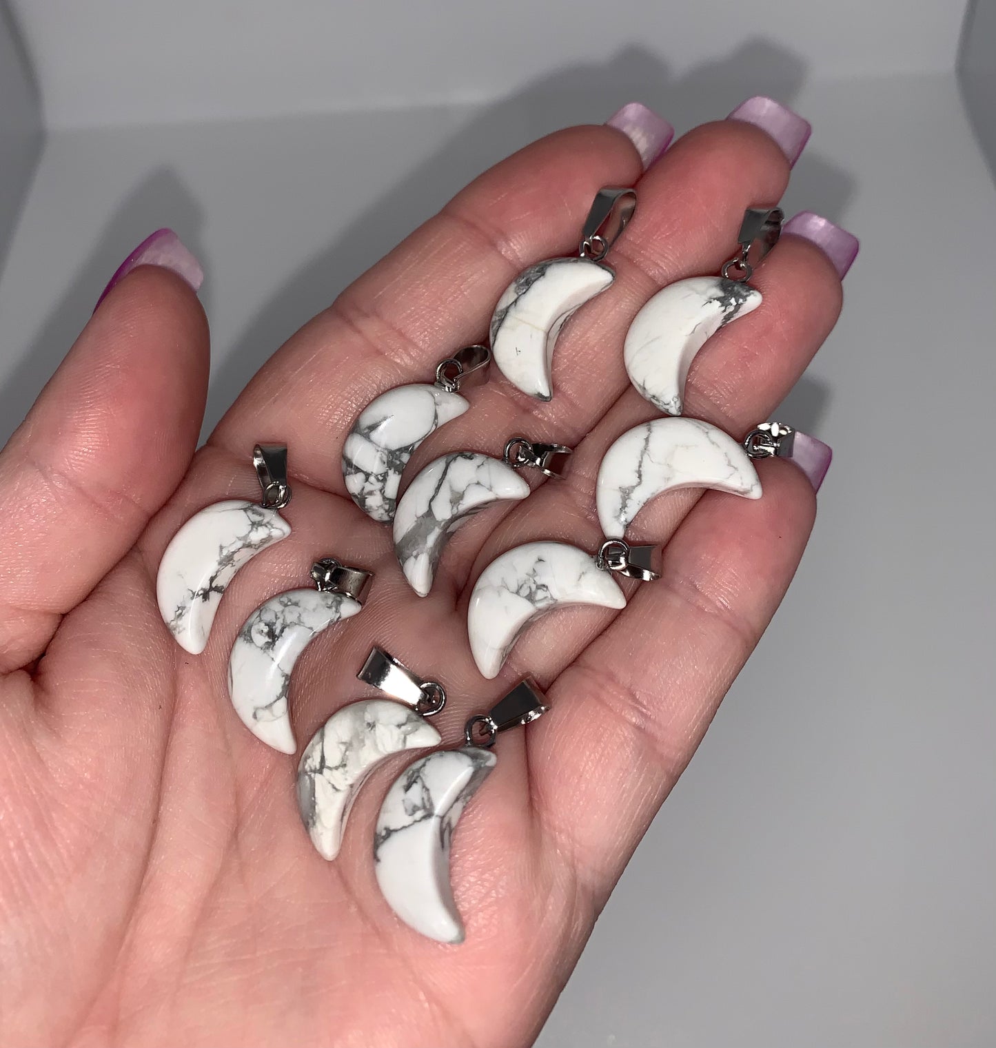 Howlite Moon Pendant