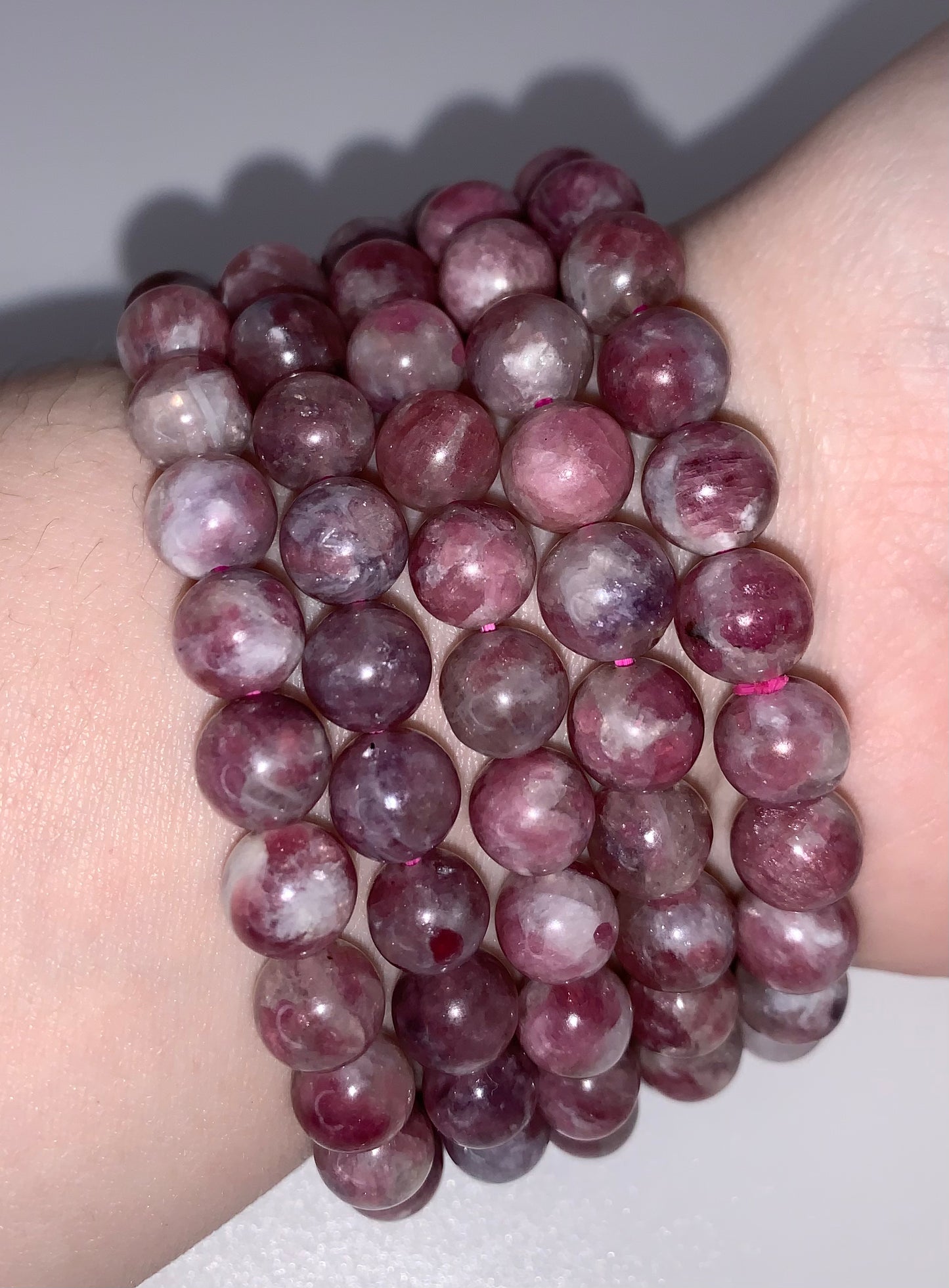 Pink Tourmaline with Lepidolite 8mm Bracelet