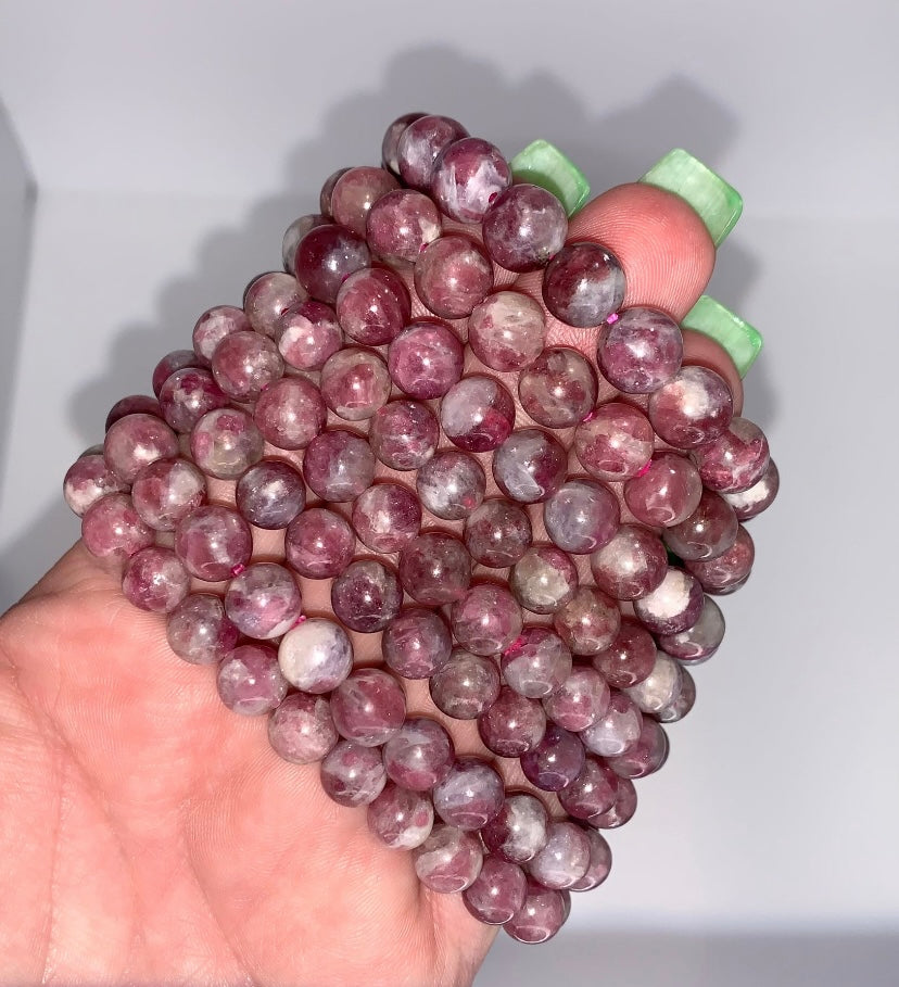 Pink Tourmaline with Lepidolite 8mm Bracelet