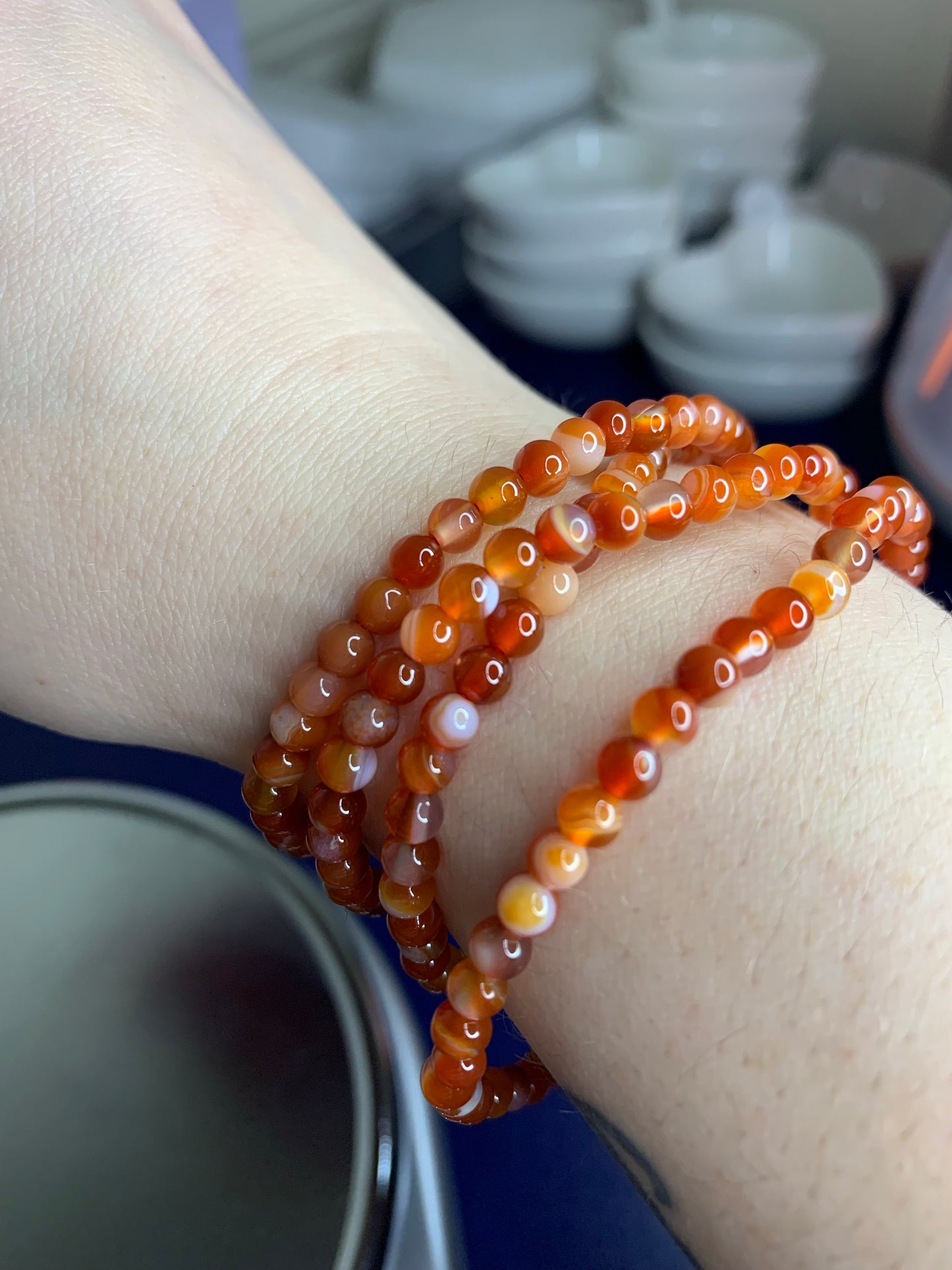 Carnelian 4mm Wrap Bracelet