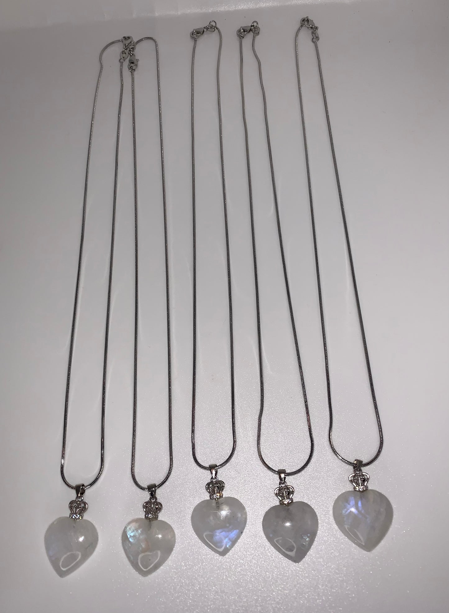 Rainbow Moonstone Heart Necklace