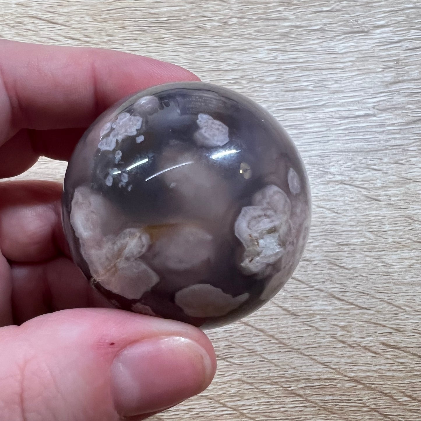 Black Flower Agate Sphere 22A