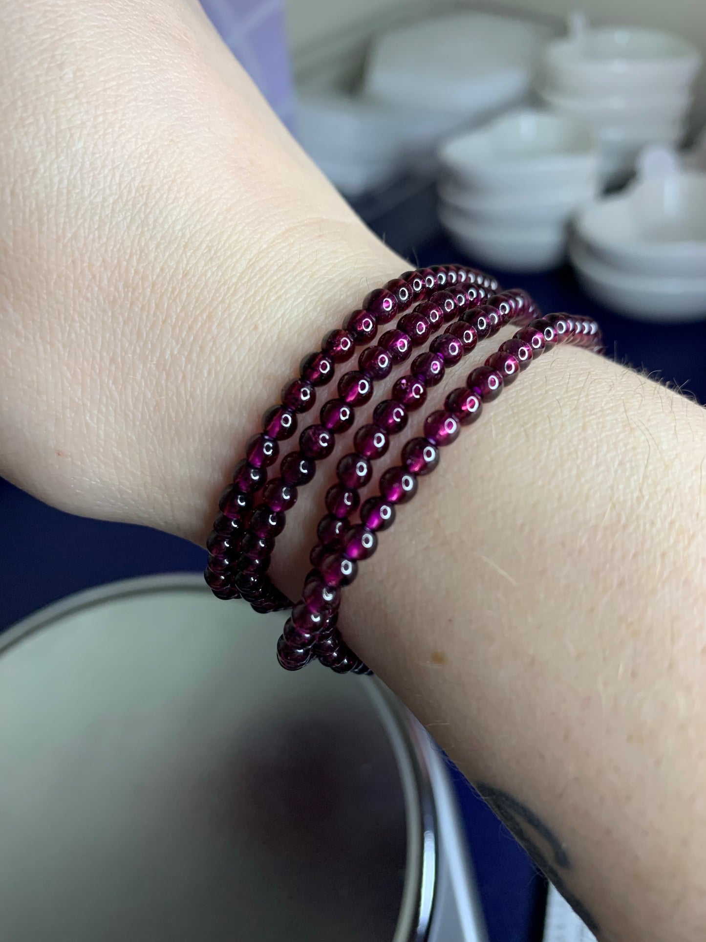 Garnet 3mm Wrap Bracelet