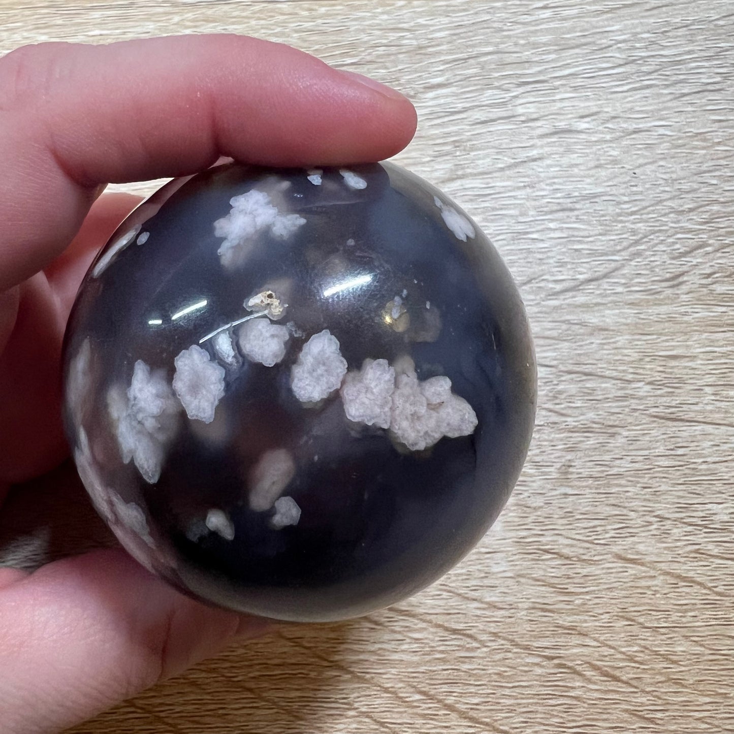 Black Flower Agate Sphere 51A