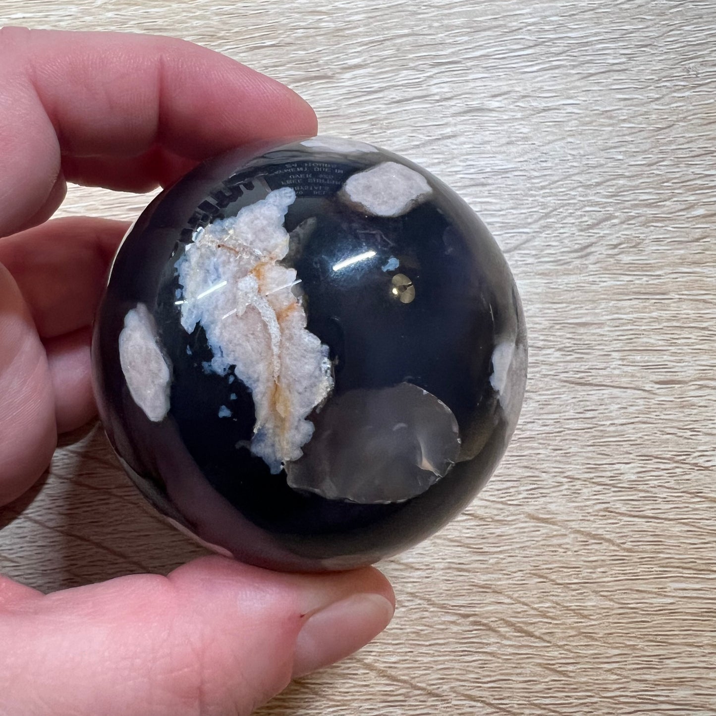 Black Flower Agate Sphere 42A
