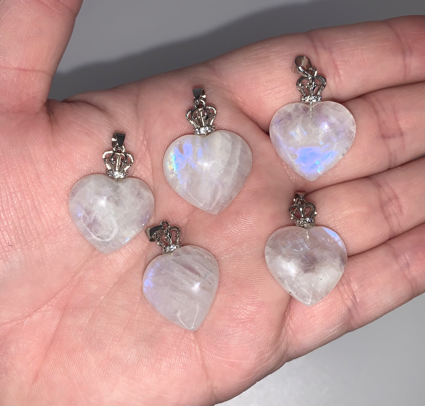 Rainbow Moonstone Heart Necklace
