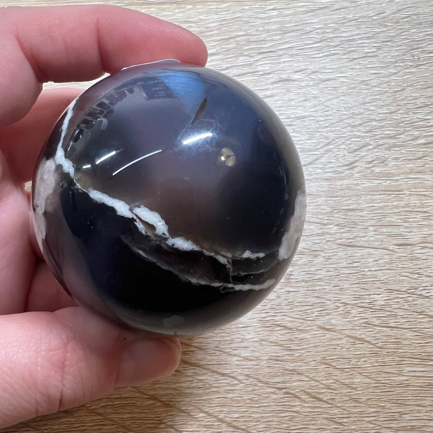 Black Flower Agate Sphere 42A
