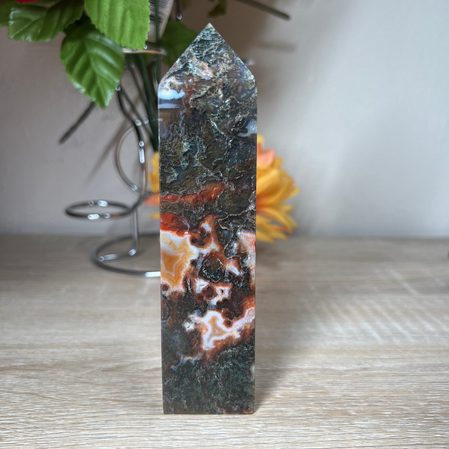 Carnelian Moss Agate Tower 69C