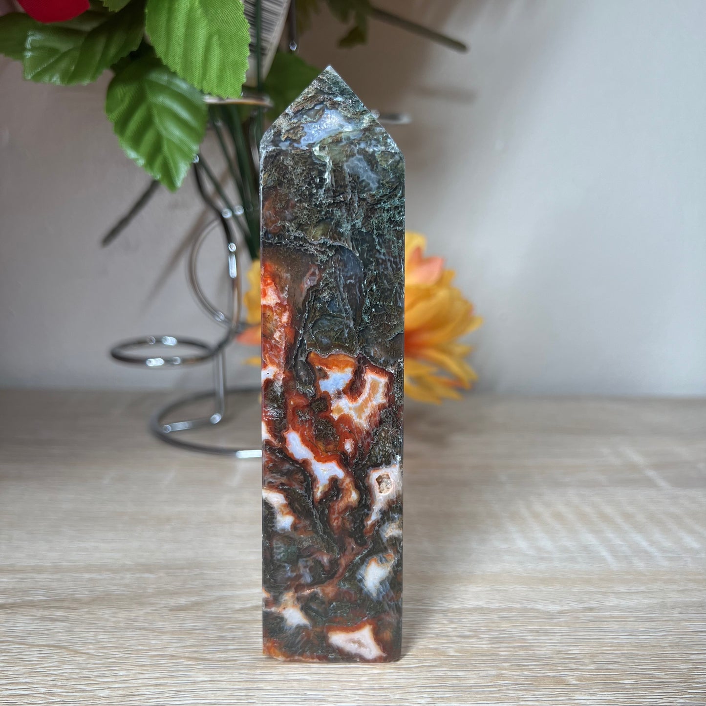 Carnelian Moss Agate Tower 69C