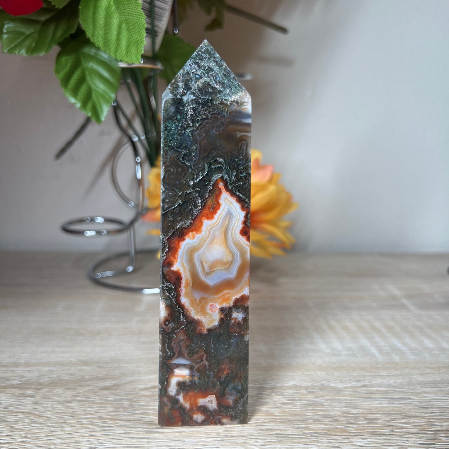 Carnelian Moss Agate Tower 69C