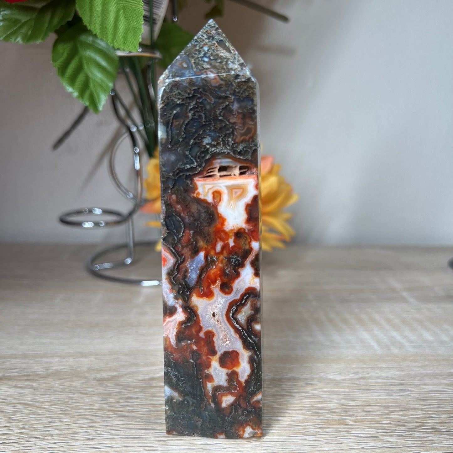 Carnelian Moss Agate Tower 69C