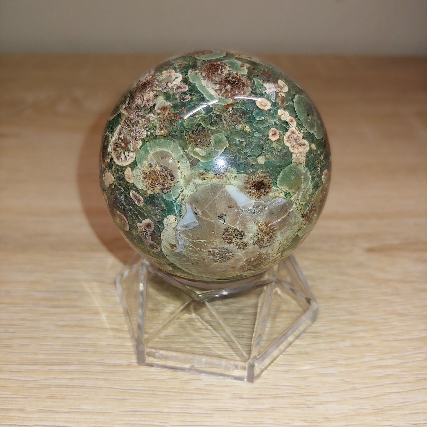 Green Cherry Blossom Agate Sphere 33B