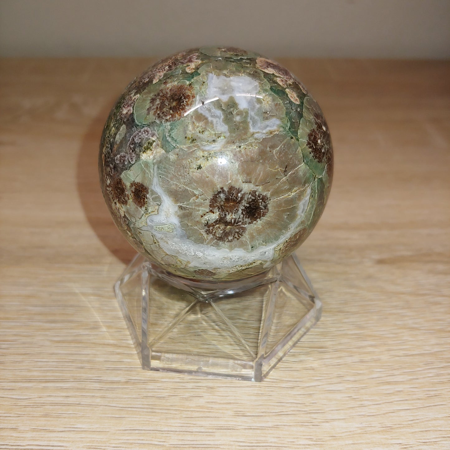 Green Cherry Blossom Agate Sphere 33B