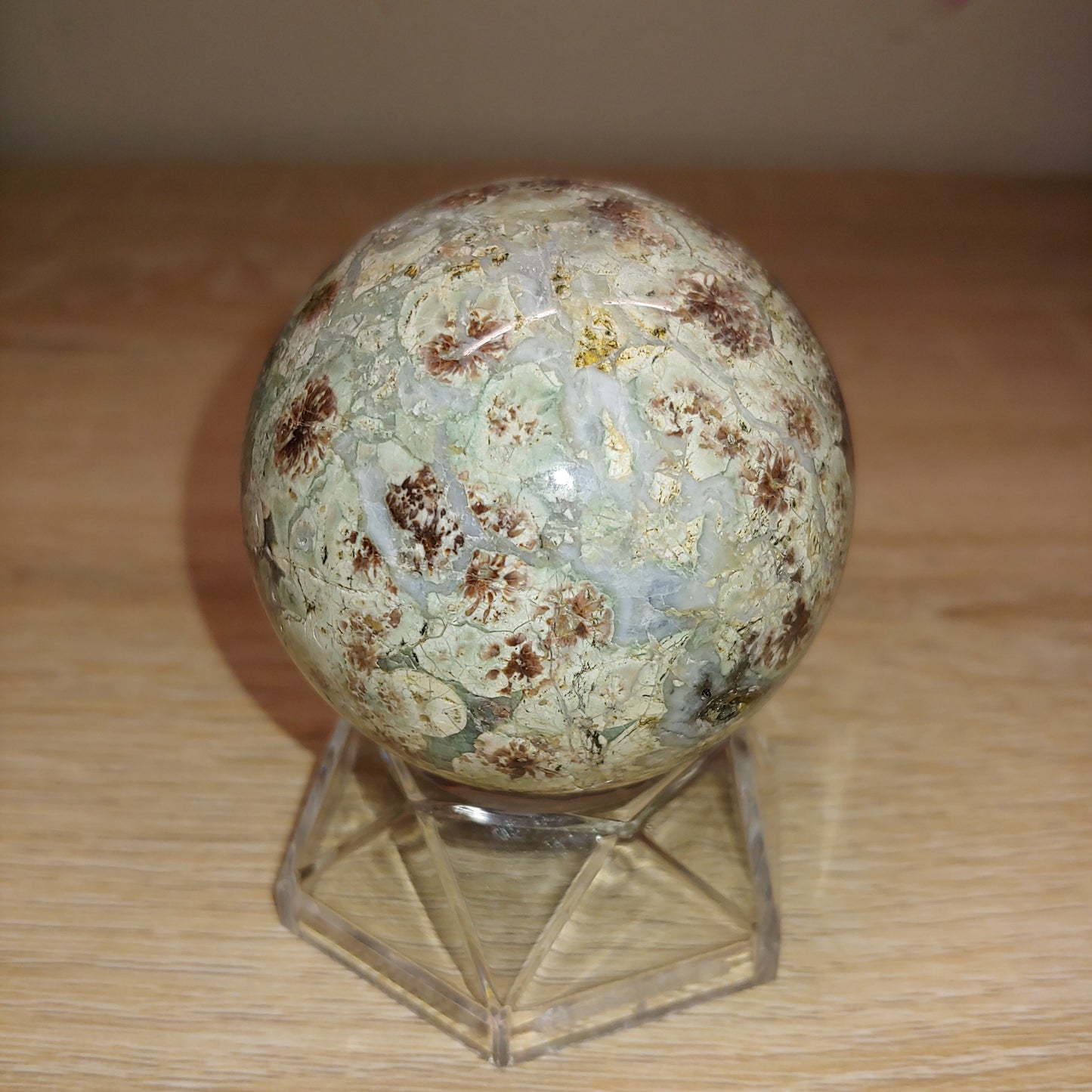 Green Cherry Blossom Agate Sphere 33F