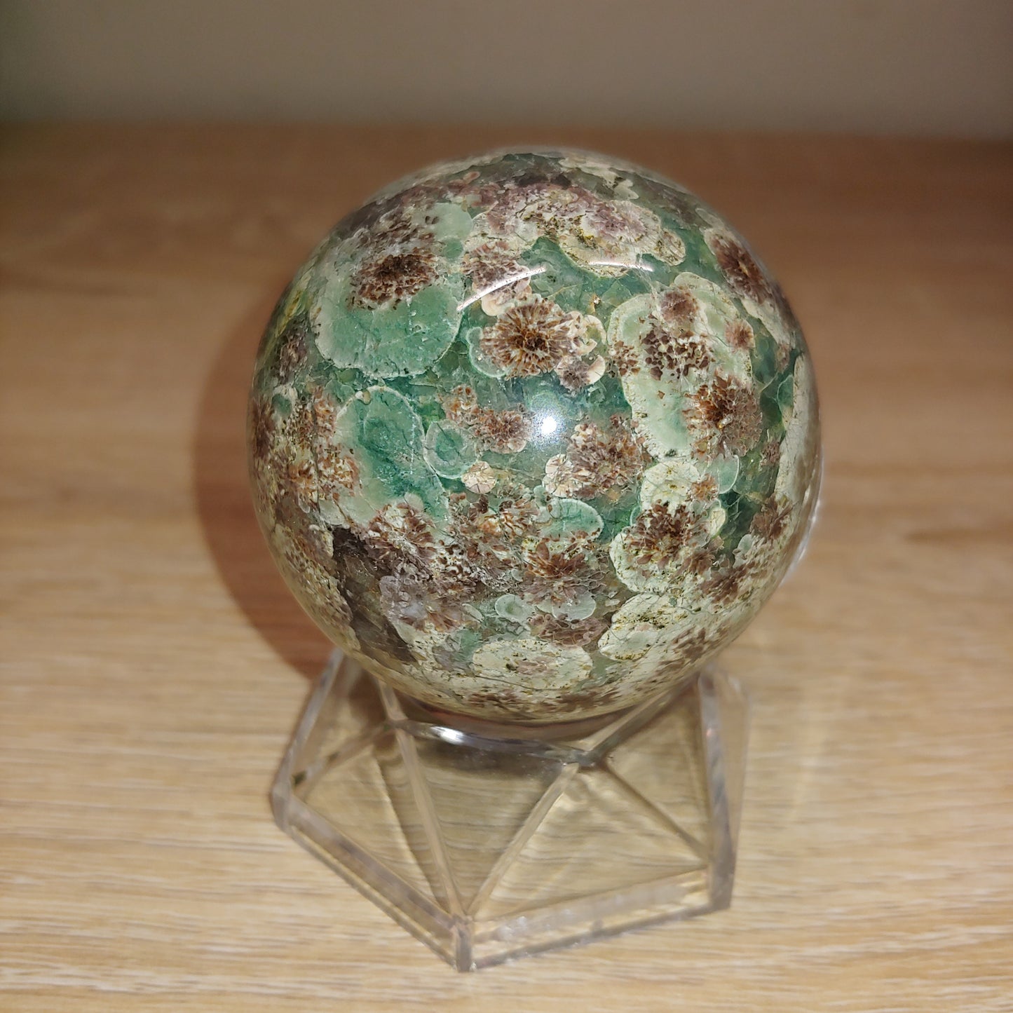 Green Cherry Blossom Agate Sphere 33F