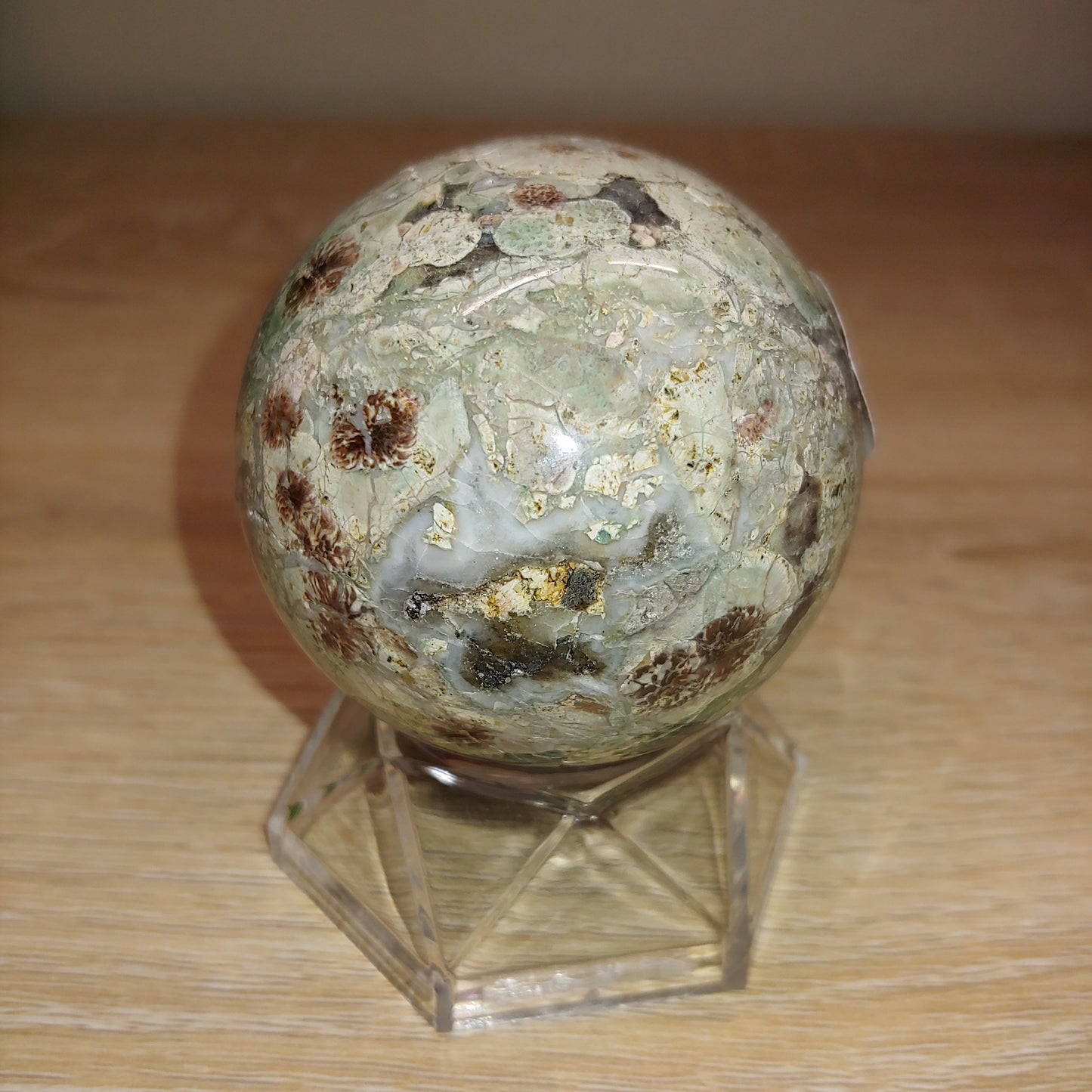 Green Cherry Blossom Agate Sphere 33F