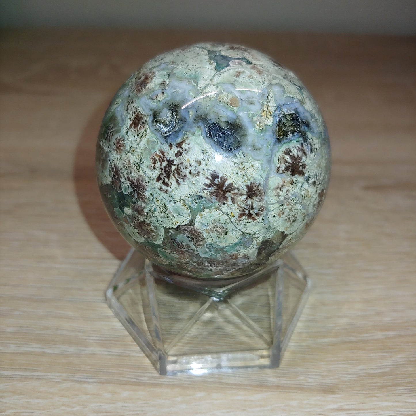 Green Cherry Blossom Agate Sphere 33F