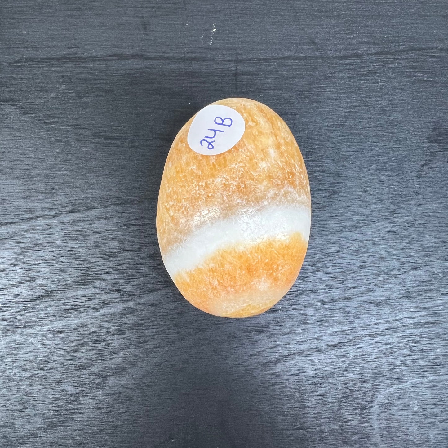 Orange Calcite Palm Stone 24B