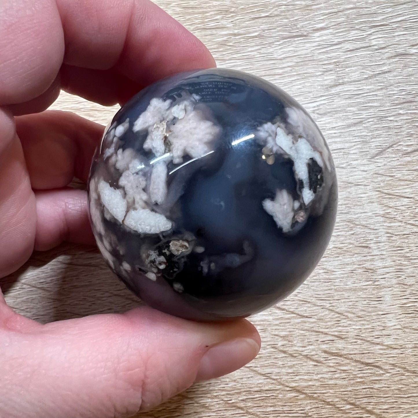 Black Flower Agate Sphere 31A