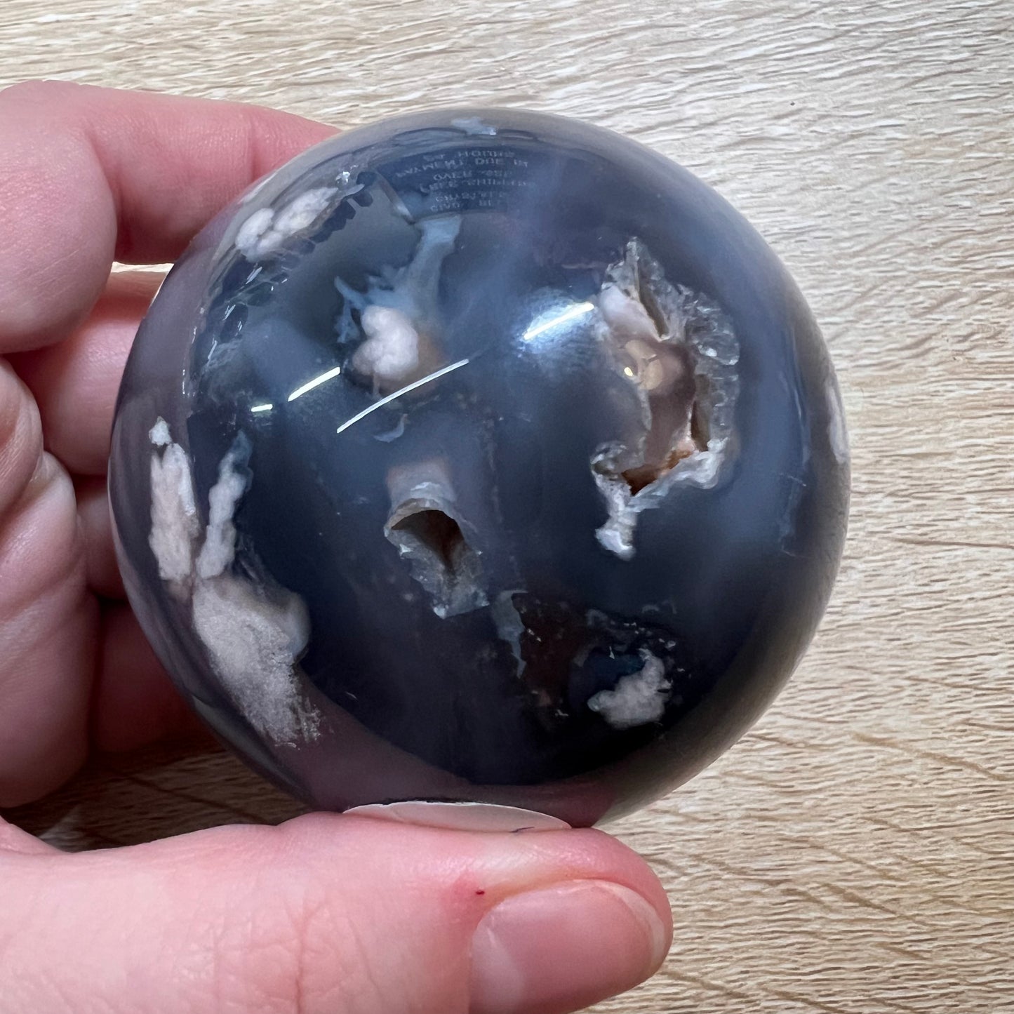 Black Flower Agate Sphere 55A