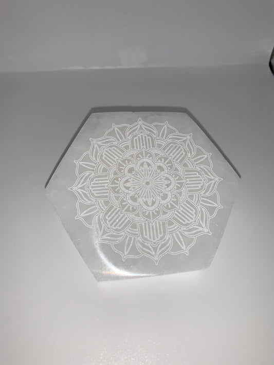 Selenite “Satin Spar” Mandala Slab