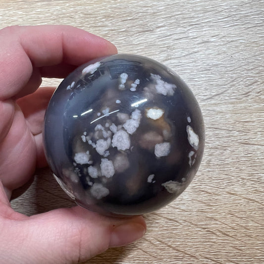 Black Flower Agate Sphere 51A