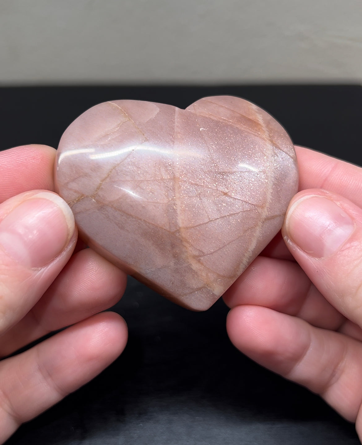 Peach Moonstone with Golden Sunstone Heart 31A