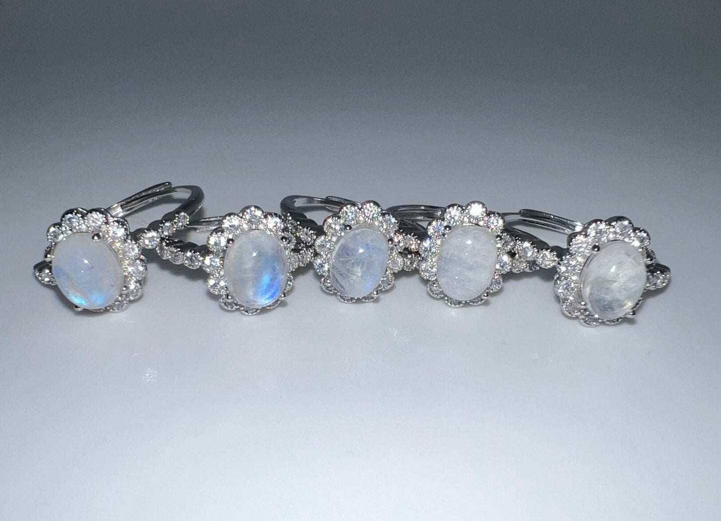 Rainbow Moonstone Adjustable Ring