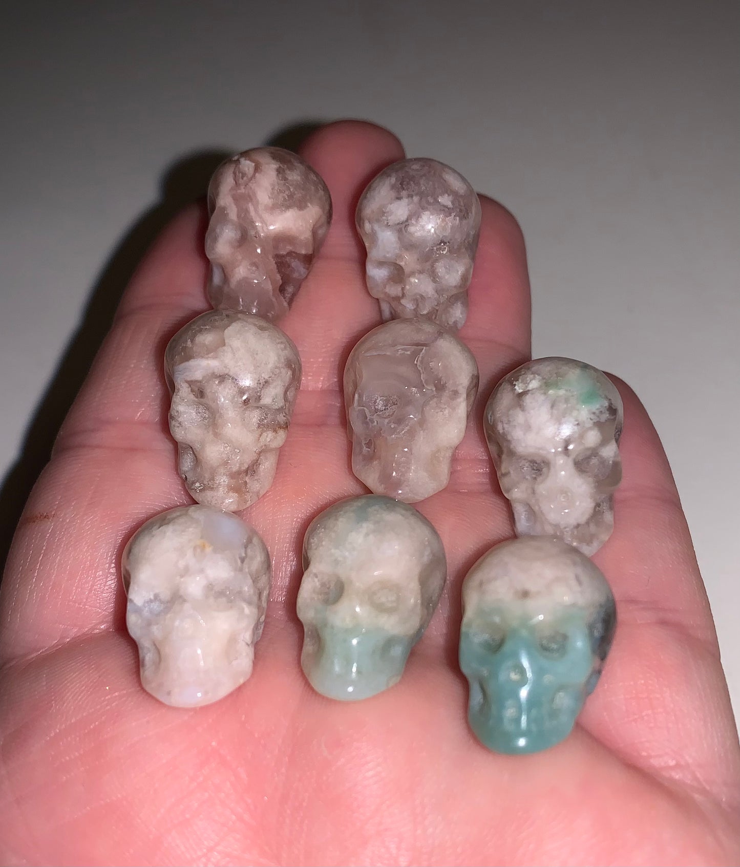 Flower Agate Mini Skull