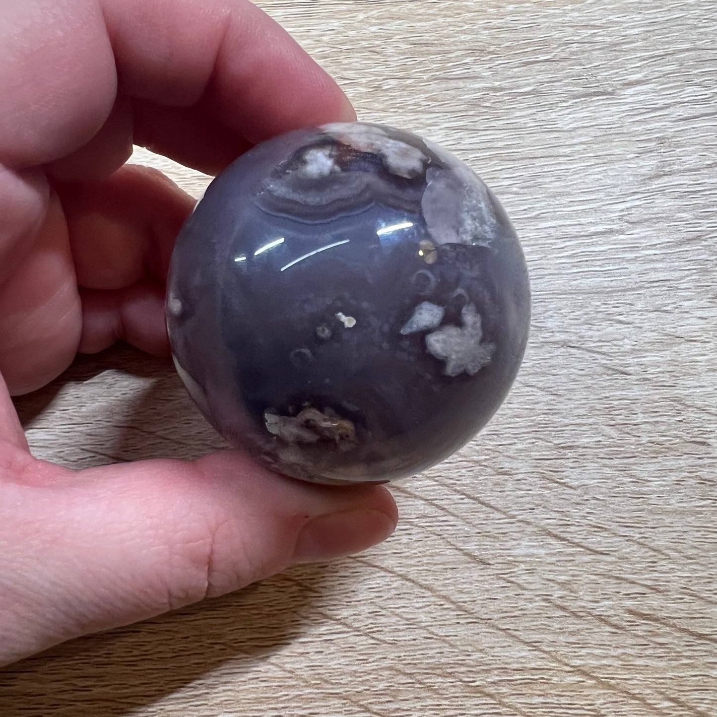 Black Flower Agate Sphere 26A