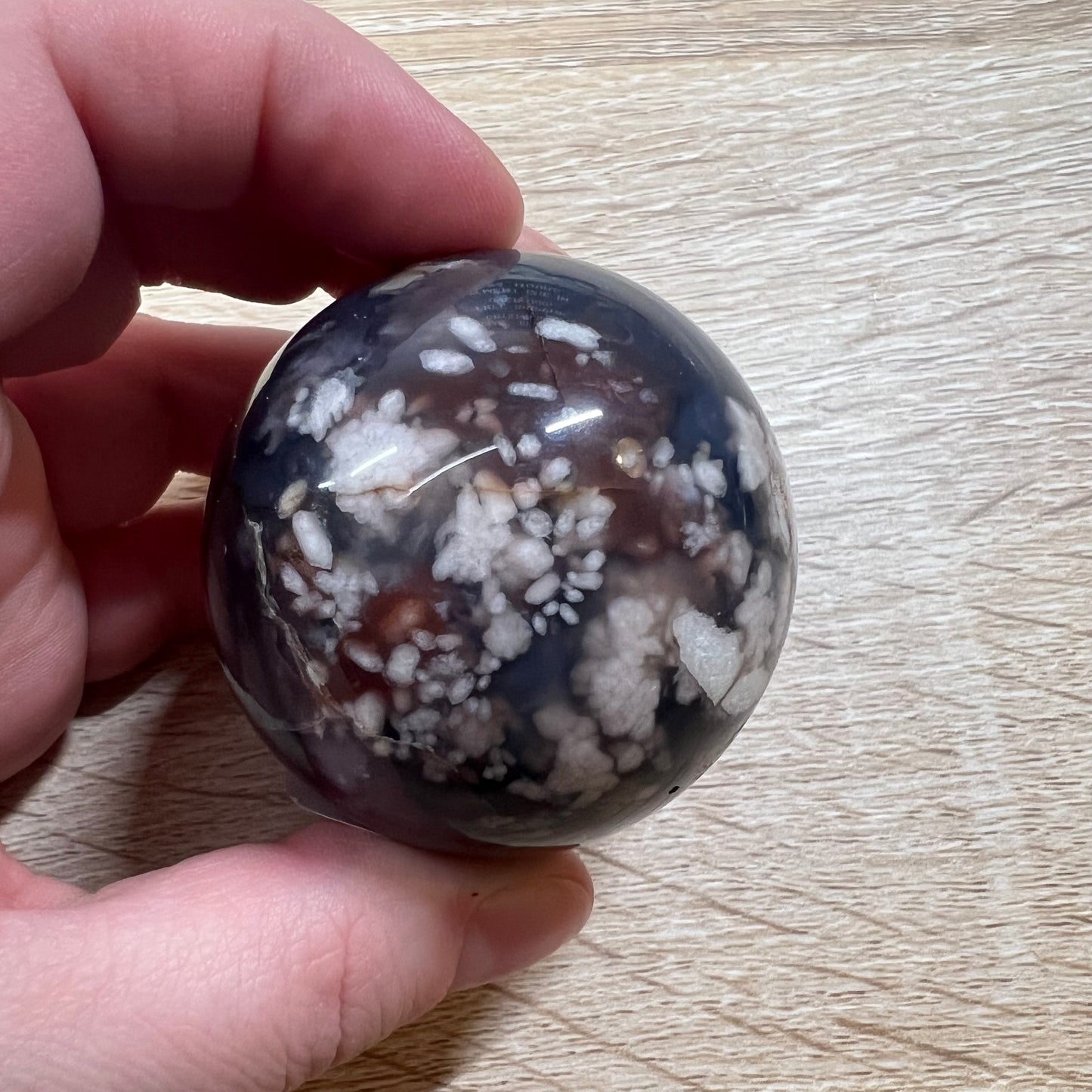 Black Flower Agate Sphere 31A