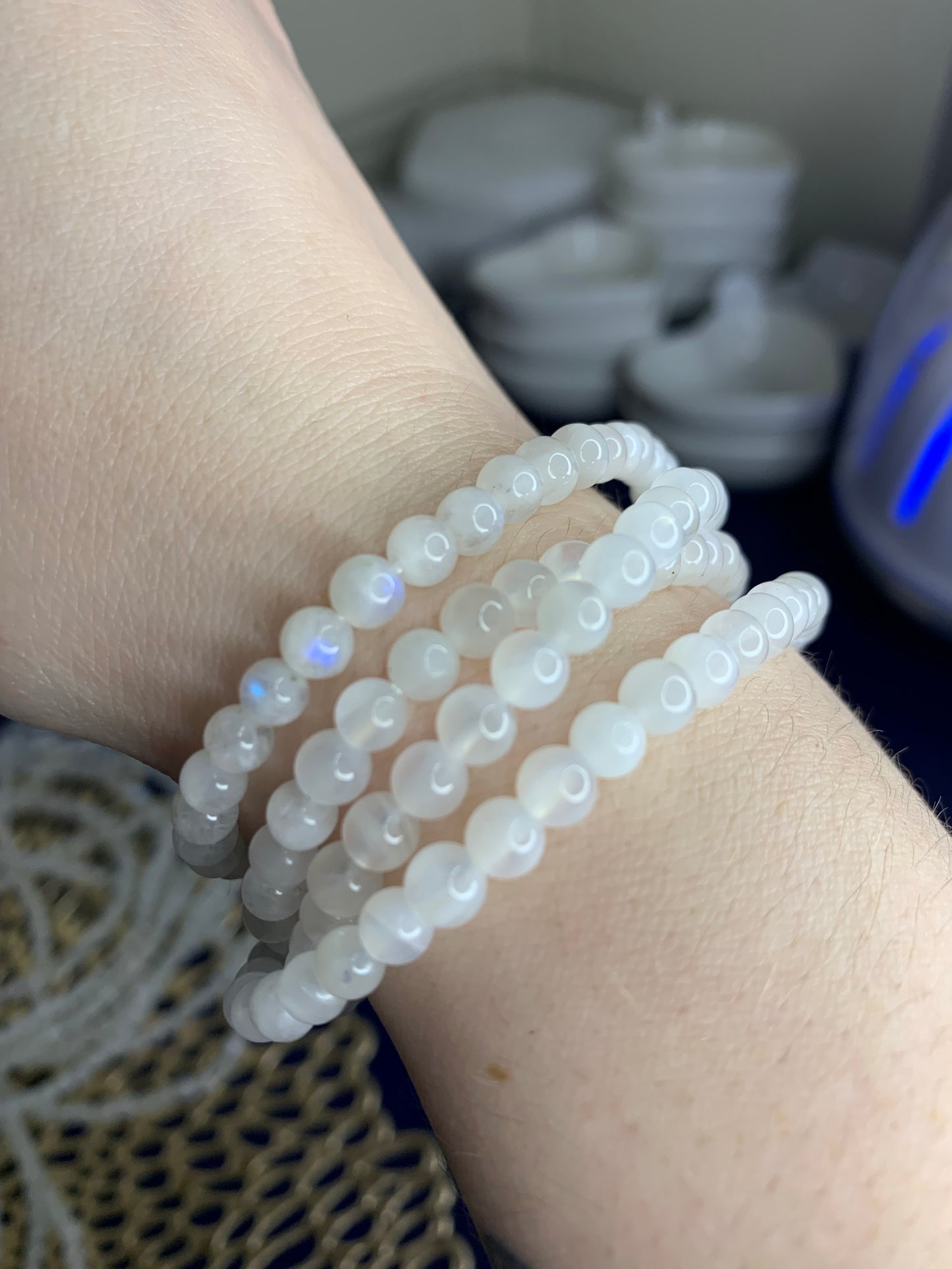 Rainbow Moonstone 5mm Wrap Bracelet