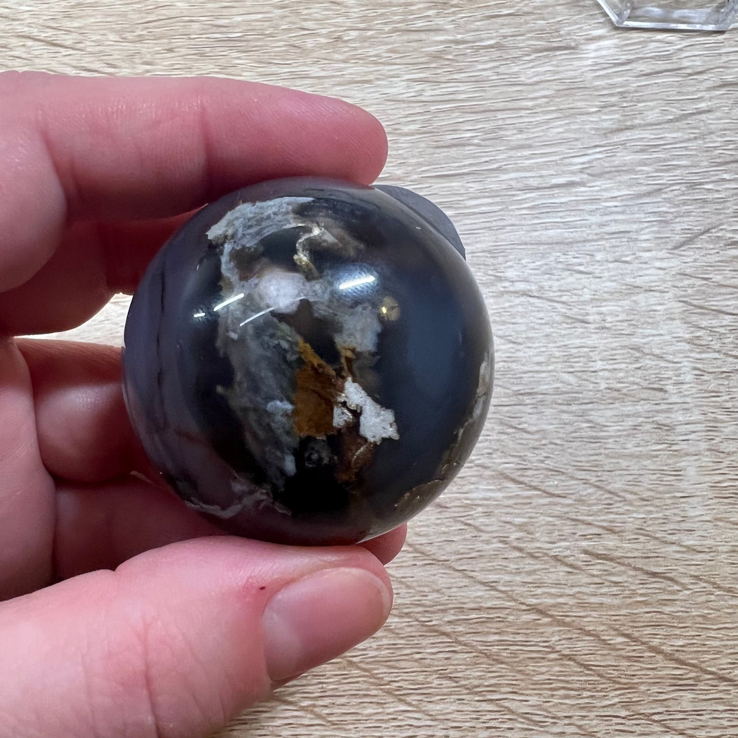 Black Flower Agate Sphere 21A