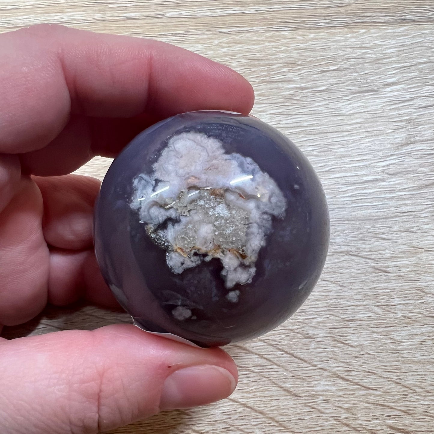 Black Flower Agate Sphere 26A