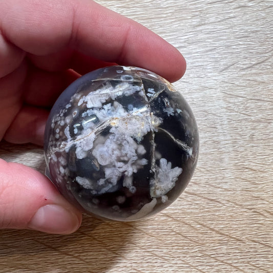 Black Flower Agate Sphere 31B