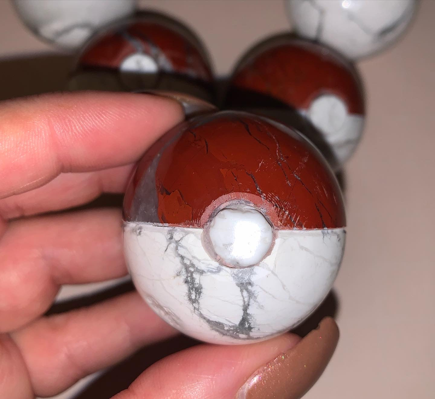 Howlite/Red Jasper Pokeball