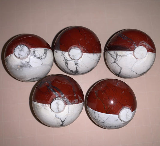 Howlite/Red Jasper Pokeball