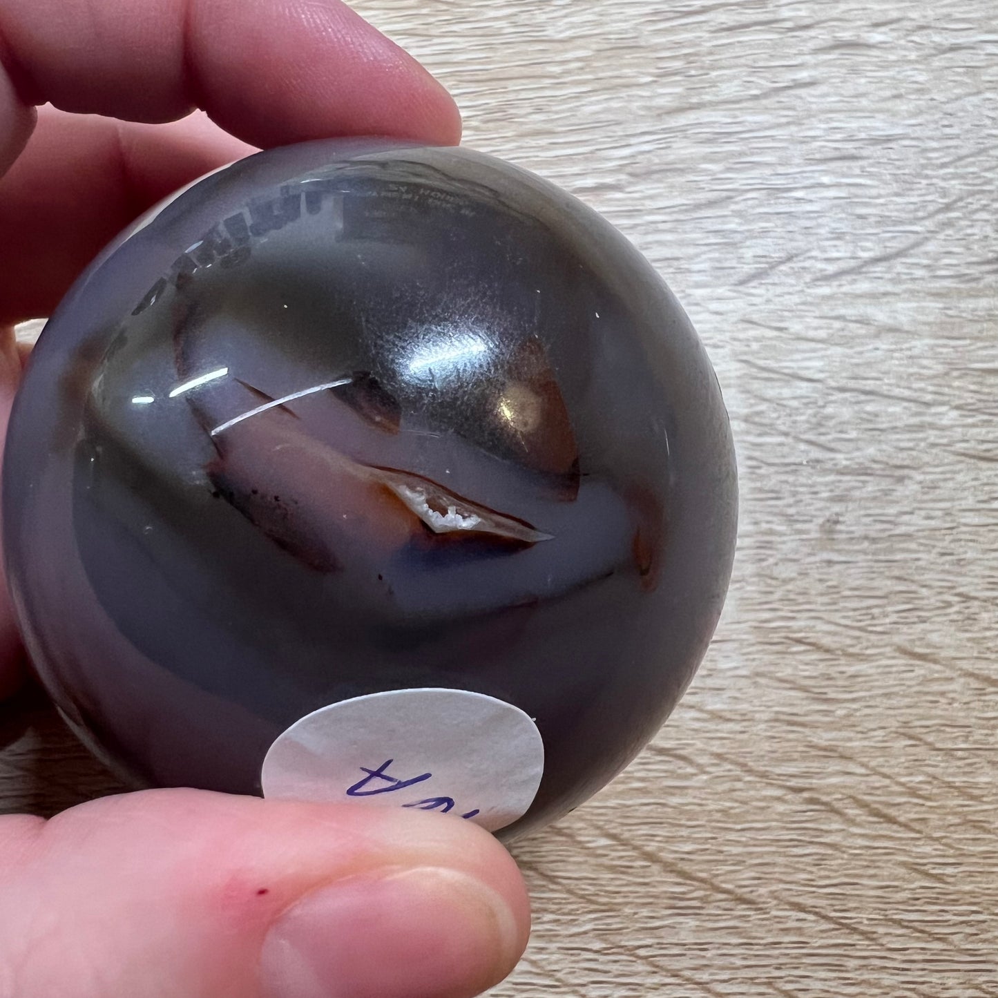 Black Flower Agate Sphere 46A