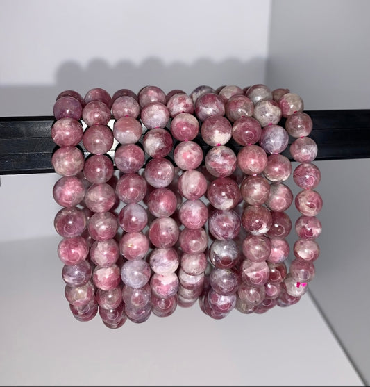 Pink Tourmaline with Lepidolite 8mm Bracelet