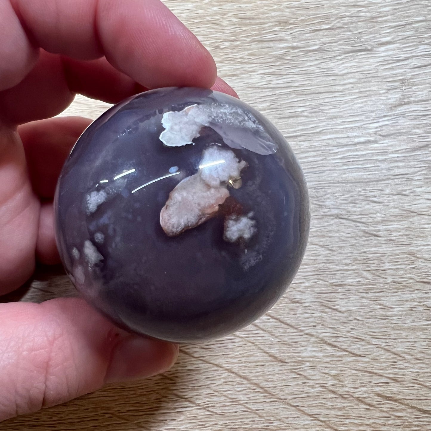 Black Flower Agate Sphere 26A