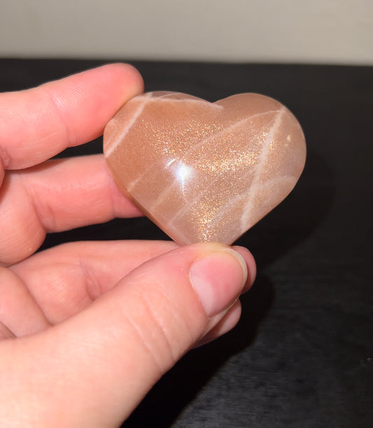 Peach Moonstone with Golden Sunstone Heart 16A