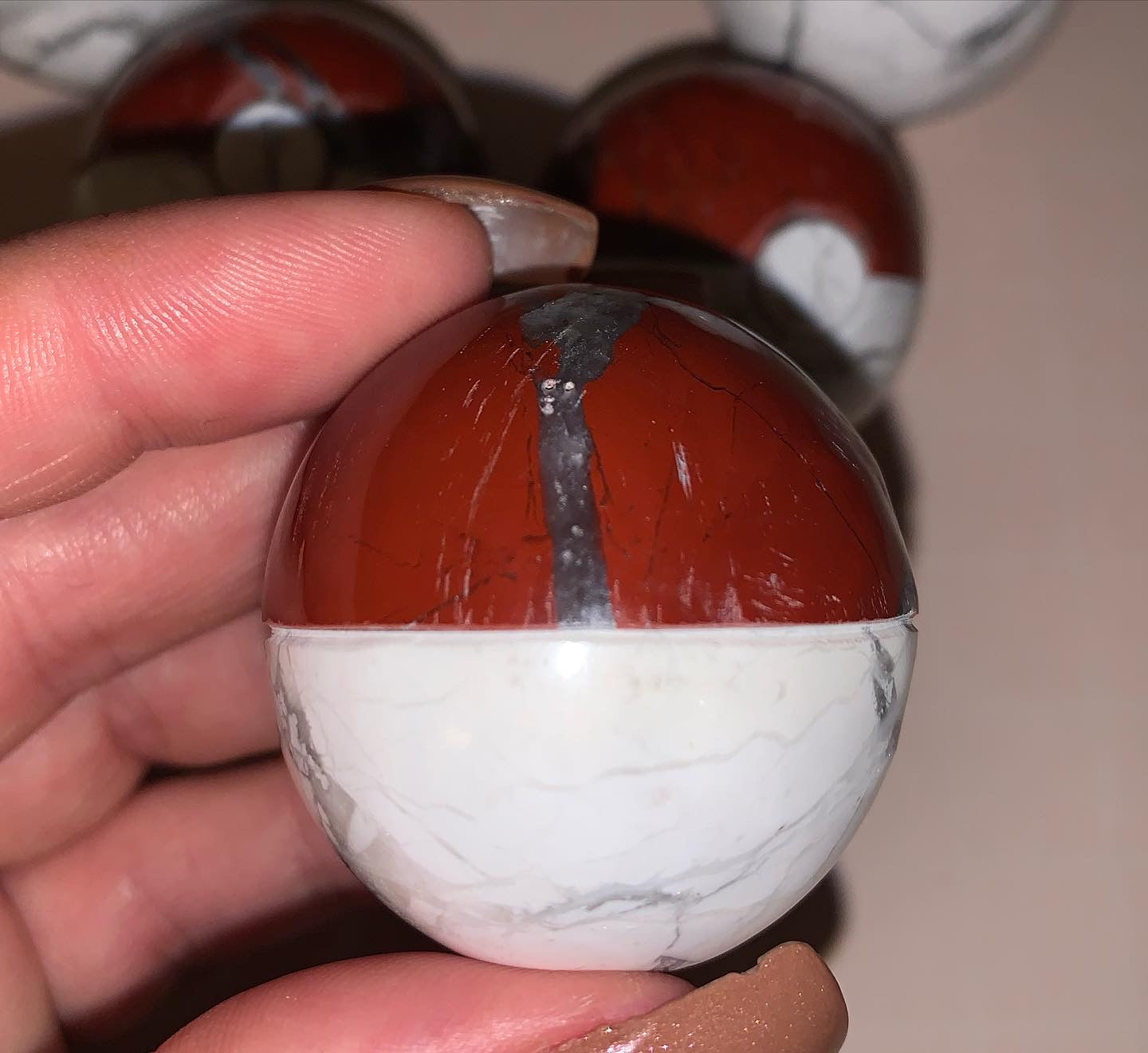 Howlite/Red Jasper Pokeball